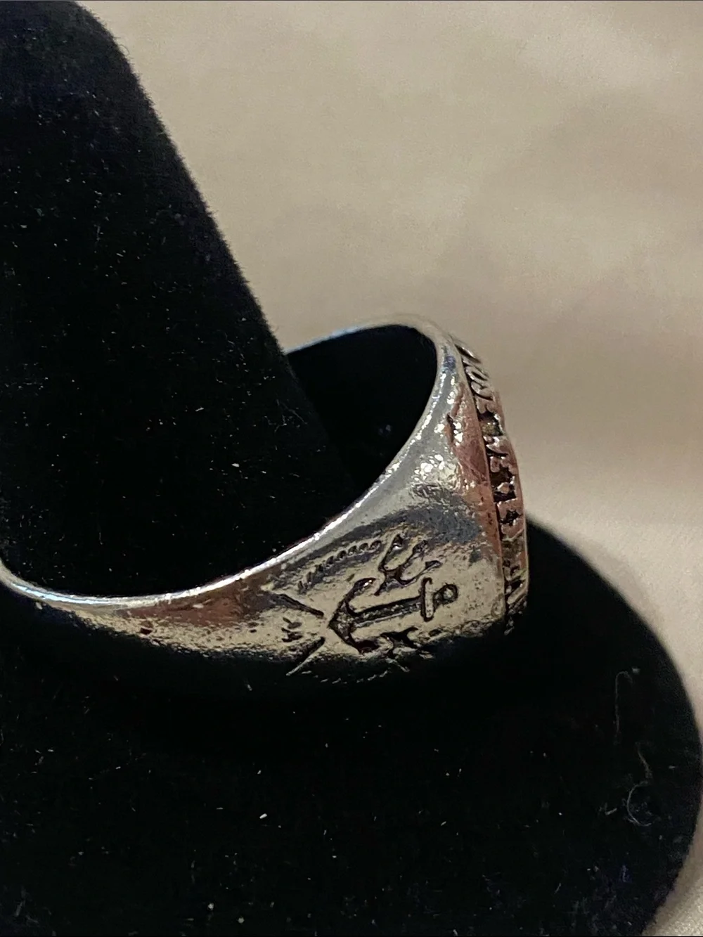 Men's Antique Silver Anchor Signet Ring - Nautical Style